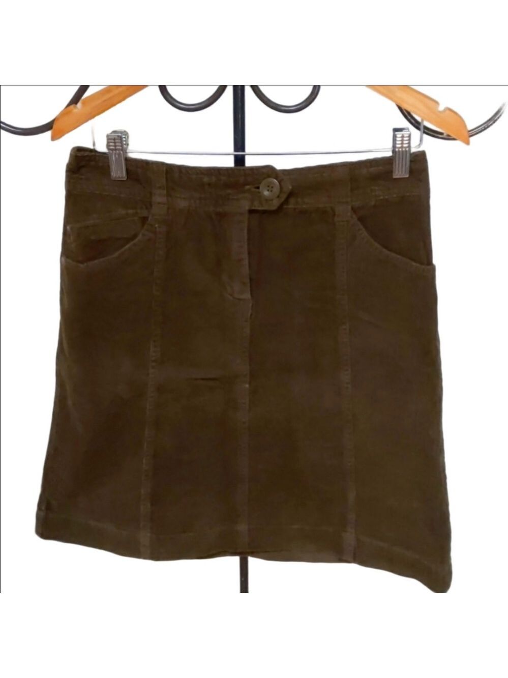 H&M Olive Green Corduroy Mini Skirt Size 8 NWOT